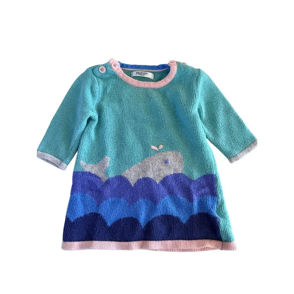 Baby Boden Whale & Waves Knit Dress 0-3M